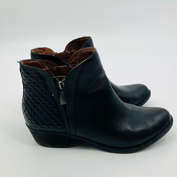 Lucky Brand Women's Brenon Boot Size 8 Low Block Heel Black Leather Quilted - Picture 5 of 8